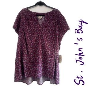 St. John's Bay Plus Womens Split Crew Neck
Short Sleeve Blouse